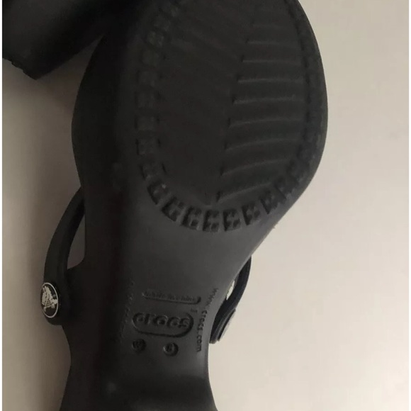 Crocs Cyprus Heel Strappy Platform Sandal Women's 8 Black Slip On Comfort Shoes - Picture 5 of 5